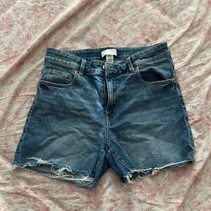 H&M Blue Jean Shorts with Frayed Hem
